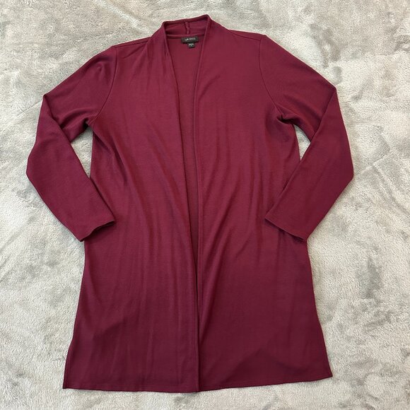 J. Jill Wearever Collection Burgundy Long Sweater Cardigan Women's MEDIUM - Picture 1 of 6